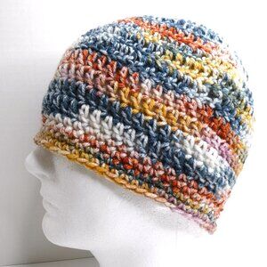 Multicolor Pastel Skull Cap OS Hiking Hat Handmade Crochet Hand Knit Christmas